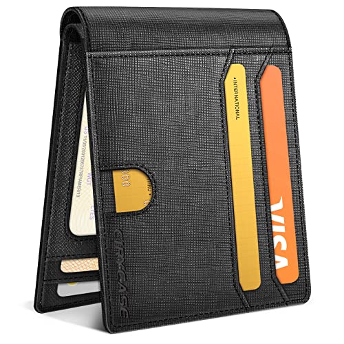 CIRYCASE Portafoglio Uomo in Vera Pelle, Blocco RFID Portacarte Uomo con 14 Carte Scomparti & 2 Finestre Trasparenti per Carte ID, Bifold Verticale Portafogli con Confezione Regalo