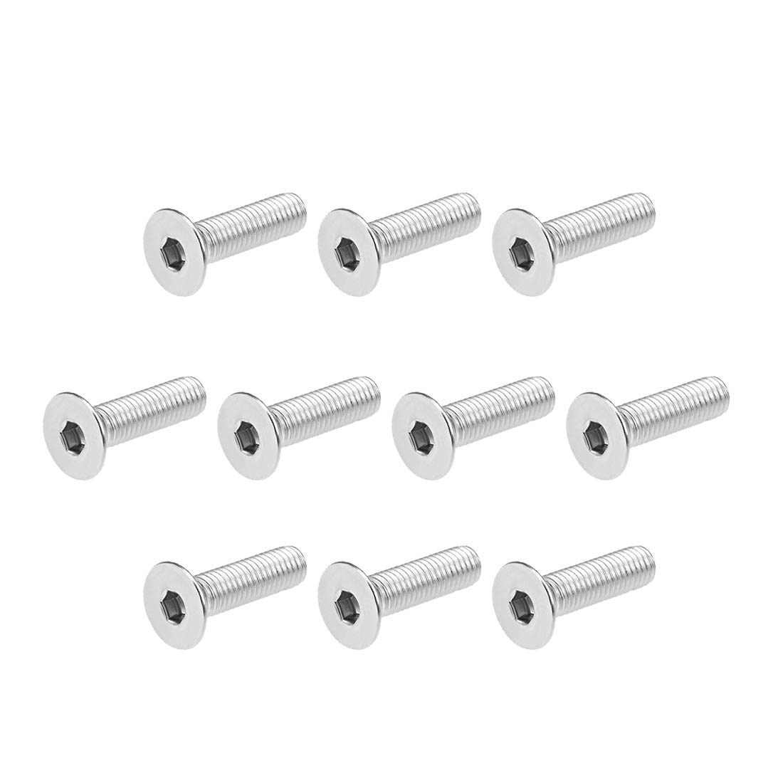 sourcing map M8x30mm Flat Head Machine Screws Inner Hex Screw 304 Stainless Steel Fasteners Bolts 10Pcs