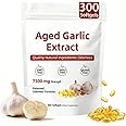 Aged Garlic Extract,300 Count 7500mg Odorless Organic Garlic Capsules for Heart & Immune Antioxidant Supplements, All-Natural