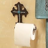Turquoise Cross Metal Southwestern Toilet Paper Holder - Western Bathroom Accessories