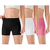 Haloumoning 3 Pack Girls Athletic Shorts Kids High Waisted Gymnastics Yoga Dance Biker Shorts 5-14 Years