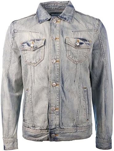 Ditch Plains Men's Button Front Denim Jean Jacket-Bleach Blast-Small