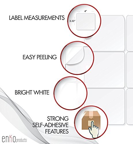 enKo - 3-1/3 x 4 Inch Label - White Blank - 6 Up Per Sheet Shipping Address Mailing Labels for Laser Inkjet Printer (300 Sheets, 1800 Labels) - Thumbnail 4