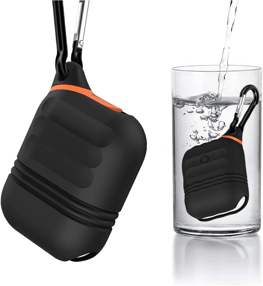 MICOK Compatible Airpods Case, Waterproof Airpods Cover, Shock Resistant Silicone Airpods Case Cover and Skin with Keychain for Airpods 1 & 2 [Not for Wireless Charging Case] , Airpods Accesssories