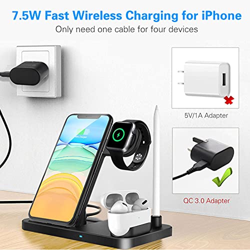 Wireless Charger Dock 4 in 1 Fast Charging Station, iKALULA Nightstand