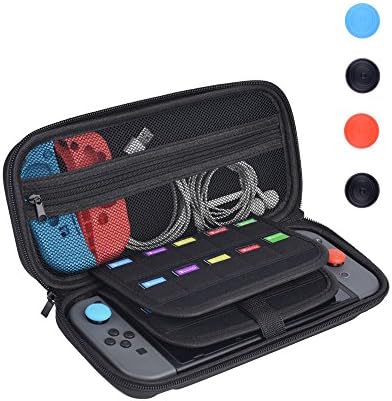 Carry Case for Nintendo Switch, SKILEEN Portable Protective Travel Shell Pouch Carrying Game Cartridges Accessories Cartridge Holders Zipper Design for Nintendo Switch Console (Black)