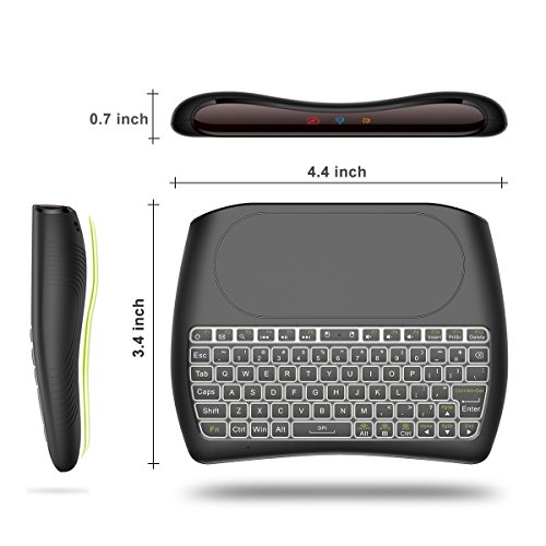 (Okela D8 Upgraded Version) Mini Wireless Keyboard with Touchpad Mouse, 2.4Ghz Backlit Handheld Rechargeable TV Keyboard Remote for PC/Google Android TV Box,Raspberry Pi and More