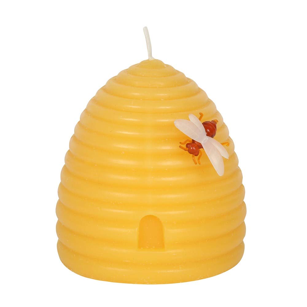 Yellow Beeswax Hive Shaped Candle - 10cm x 8cm (1 Pc.) - Stunning Home Decor Accent - Unique & Eco-Friendly Design - Perfect for Cozy Ambiance & Gifting