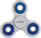 Spinner Fidget Toy Upgraded 2+ min Spinning for Kids & Adults by ZTOZZ (White + Blue)