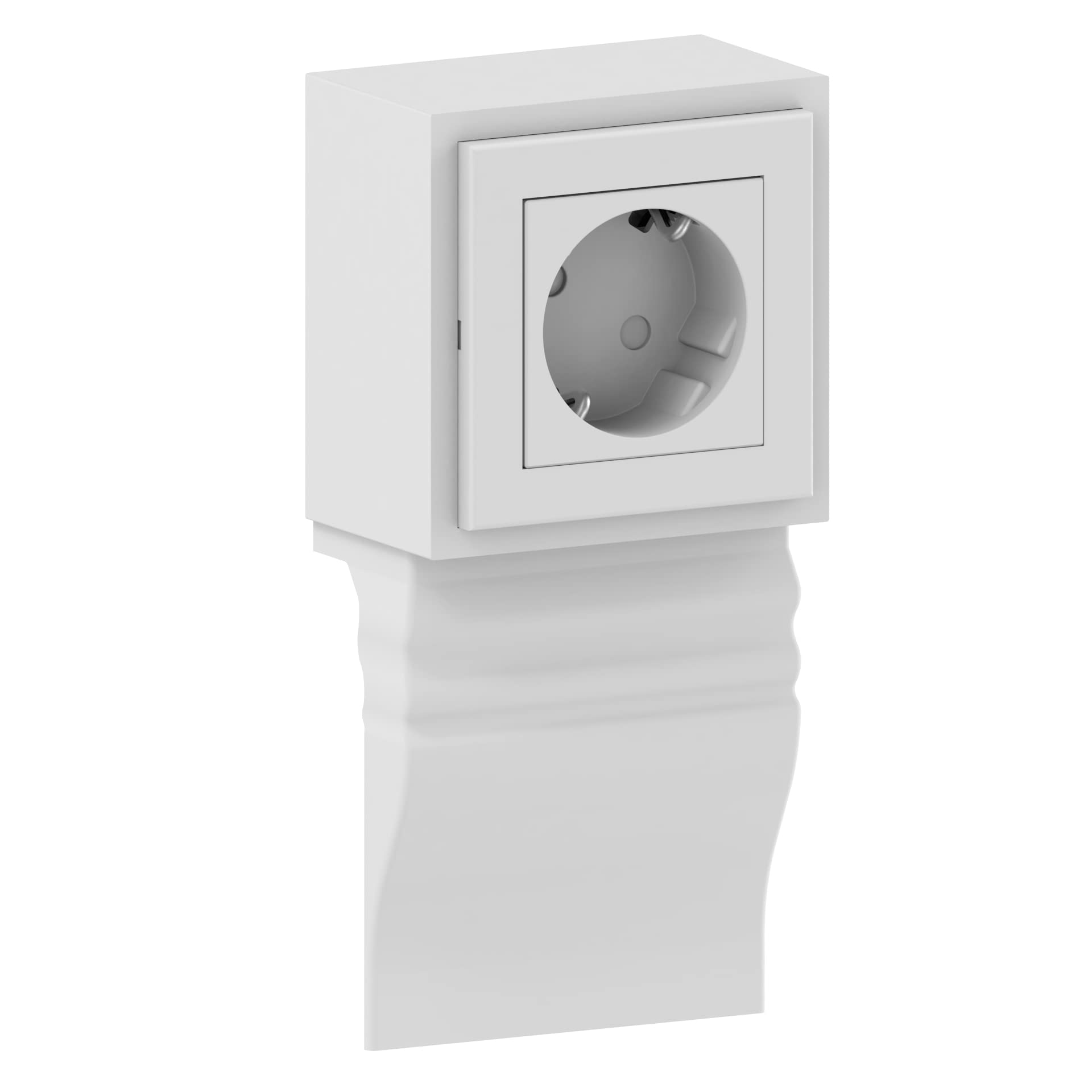 Habengut 1-Way Socket Unit for Skirting Board "Berlin Profile" Made of PVC, White
