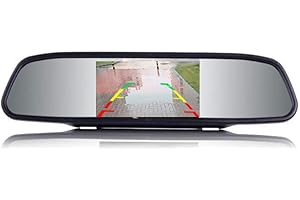 12V-24V 4.3 inch Car Video Monitor Auto Rear View Mirror LCD Screen Universal Mount Clip-On Current Mirror for Backup Camera/