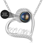 NORBU Mother's Day Gifts, S925 Sterling Silver Mother Necklace, Heart Projection Necklace for Women, Mom, I Love You to The Moon and Back Pendant, Womens Jewelry Gifts for Birthday Anniversary Christmas