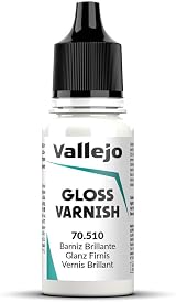 Vallejo Gloss Varnish Water-Based Acrylic 18 ml Clear Protective Finish