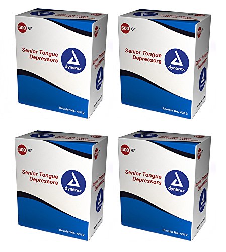 Dynarex Tongue IZjLk Depressor, Senior, 6 Inches, Non-Sterile 500 Count (4 Pack)