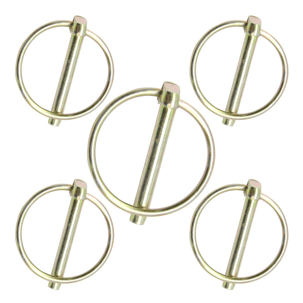CEEYSEE 5Pcs 6mm Lynch Pin Set,Pin Length 45mm Zinc Plated Carbon Steel Fasteners Safety Pins Lock for Trailers, Tractors，Trolley，Mowers (O.M6x45mm)