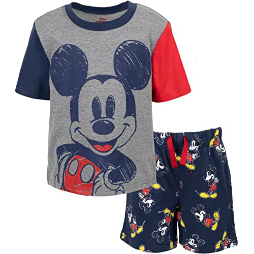 Disney Mickey Mouse Lion King Pixar Cars Pixar Toy Story French Terry T-Shirt and Shorts Outfit Set Toddler to Big Kid
