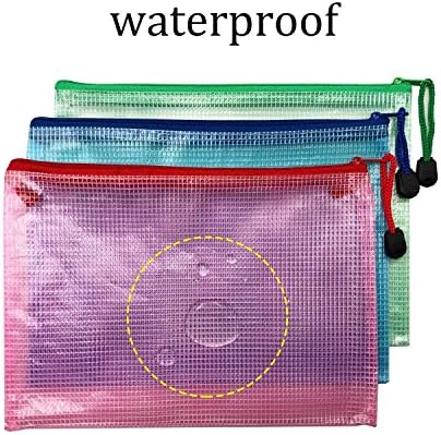 5 Pcs Zipper File Bag, A5 Waterproof Plastic File Bag Mesh Document Bag File Pouch Storage Zipper Bags for Cosmetics Offices Supplies Travel Accessories.