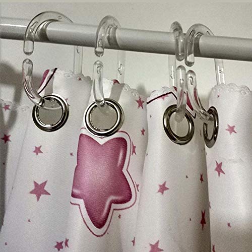 HiGift 36 Pack Transparent Shower Curtain Rings Curtain C Rings Hook Hanger Bath Drape Loop Clip Glide