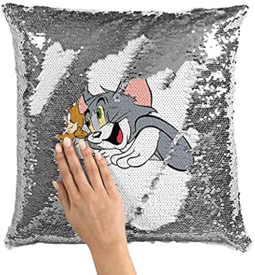 Tom And Jerry Love 16x16 Inch Sequin Throw Pillow Home Decor
