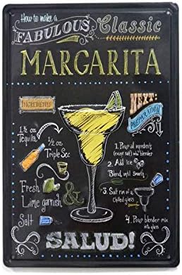 NaCraftTH [ Make a Margarita Cocktail ] Metal Iron Tin Sign Retro Vintage Hanging Wall Art Pub Bar Decor, 8"x12"