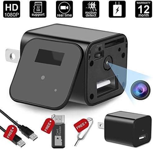 Hidden Camera 1080P HD USB Wall Charger Mini Camera Hidepoo  For Home/Office Surveillance- With Motion Detection, Support 32GB Internal Memory