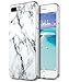 ULAK iPhone 8 Plus Case, Marble iPhone 7 Plus Case, Clear with Marble Design Slim Shock Absorbing Flexible Glossy TPU Soft Bumper Case 4H PET Hard Back Cover for Apple iPhone 7 Plus/iPhone 8 Plus