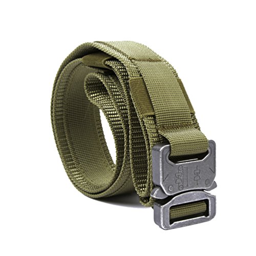 Yisibo Tactical Waist Belt with Molle System Military Style Belt Nylon Belts Metal Buckle 1.5'' inch Black Tan XL