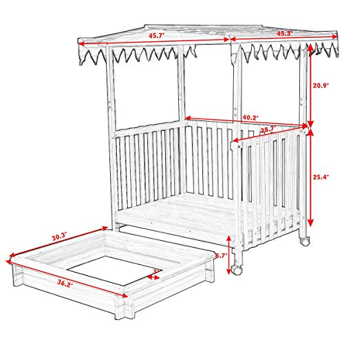 image for Costzon Kids Retractable Playhouse w/ Sandbox Canopy, Non-Woven Fabric