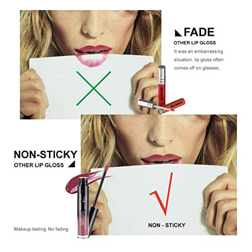 Lip Gloss by Rejawece - Waterproof Long Lasting Matte Lip Gloss Liquid Lipstick Beauty Makeup Cosmetics Lip Stick (Color 8#)