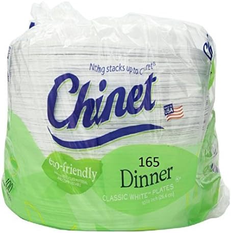 Chinet 10 3/8 Diameter Big Party Pack, Heavy Weight Paper Dinner Plates, 165 Count, Classic White by Chinet