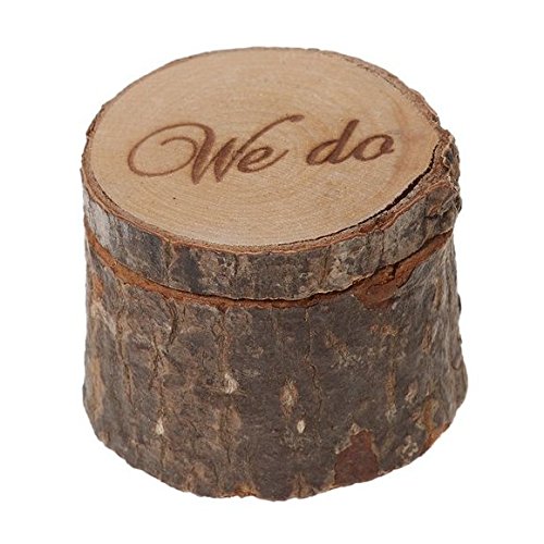 Veewon Natural Printed Rustic Shabby Chic Wedding Wooden Ring Bearer Box - We do