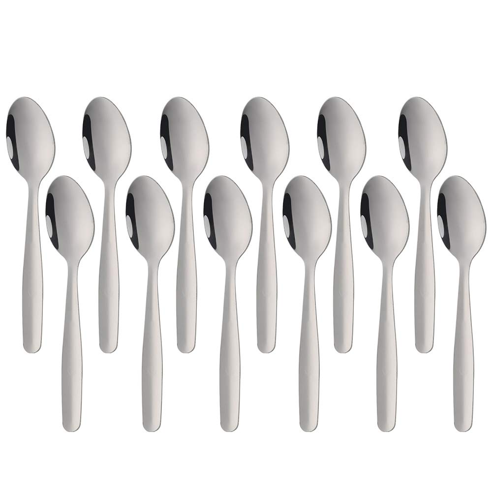 Meisha Economy Collection Tea Spoons, 12-Piece Stainless Steel Teaspoons Set, Small Spoons for Tea, Coffee, Dessert, Great for Home, Cafe, Restaurant - Silver