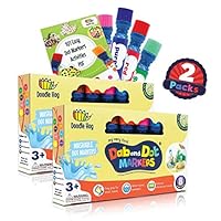 Washable 8 Colors Dot Markers Pack Set. Fun Art Supplies for Kids, Toddlers and Preschoolers. Non Toxic Arts and Crafts Supplies. Includes 200 Plus Fun Downloadable Coloring PDF Sheets (2 Packs)