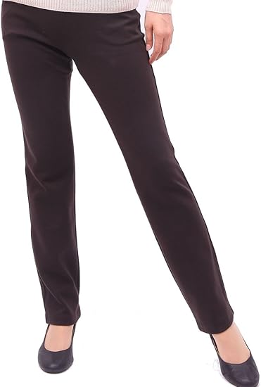 Amazon 暖かい パンツ レディース あったかパンツ 発熱パンツ ヒートパンツ 冬パンツ 防寒パンツ 暖パンツ ストレッチパンツ スラックス ウエストゴム M 股下68cm ブラウン ロングパンツ 通販