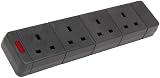 MERCURY 4 Gang Trailing Socket Black 13A with Neon 429.651UK view 2