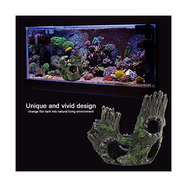 Duokon Marine Fish Tank Acquario Ornament Resina Artificiale Legno Marcio Decor Cave Decorazione Naturale Habitat(ST…