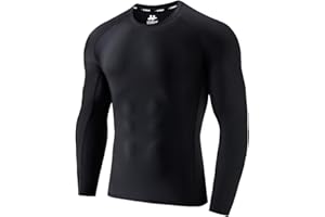 USKOY Men's Rash Guard Long Sleeve UPF 50+ Base Layer Skins Compression Shirt Performance Fit