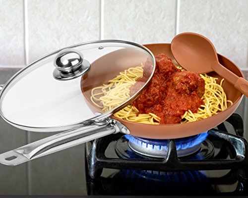 2 Copper+Frying+Pan+Lids+Spoons