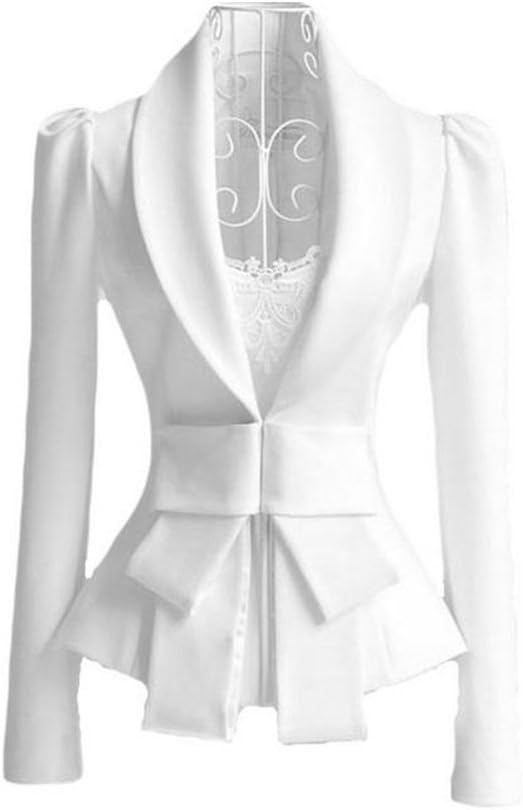 Women's Big Bowknot Career White Slim Suit Blazer Coat Jacket Tops (Medium)