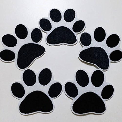 8x7cm Set of 10 pcs Dog PAW Iron On Sew On Cloth Embroidered Patches Appliques Machine Embroidery Needlecraft Sewing Projects DIY