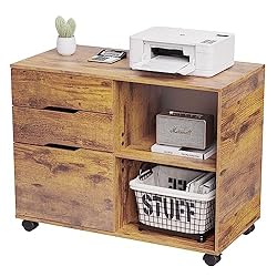 OLIXIS 3 Drawer Wood File Cabinet Small Mobile