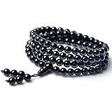 AmorWing 108 Bead 6mm Black Onyx Meditation Mala Bracelet,Necklace Gemstone Jewelry