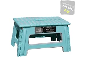 BEEANDEE Folding Step Stool - 9" Height - Holds up 300 Lbs Lightweight Foldable Stepping Stool is Sturdy Enough to Support Adults & Safe Enough for Kids. Skid Resistant and Open with one Hand