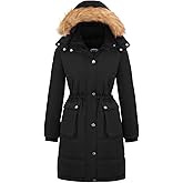 Garemcy Women's Winter Coat Water Resistant Long Puffer Jacket Fur-trim Hooded Parka