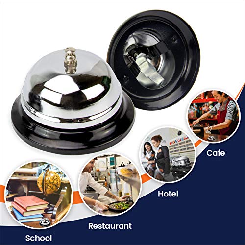 image for FMP Brands [4 Pack] Call Bells 3.38 Inch - Silver Desk Bell, Stainless