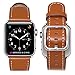 Band for Apple Watch 38mm, Guangzhi Genuine Leather Wrist Staps Replacement Band with Square Buckle Clasp for iWatch Series 1 / 2 / 3, Sport, Edition,38mm,Brown