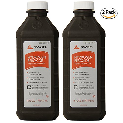 Swan Hydrogen Peroxide Solution First Aid Antiseptic Oral Debriding Agent, 16 Fl Oz (Pack of 2)