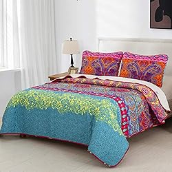 Bohemian Quilt Set Full/Queen, 3 Pieces Boho