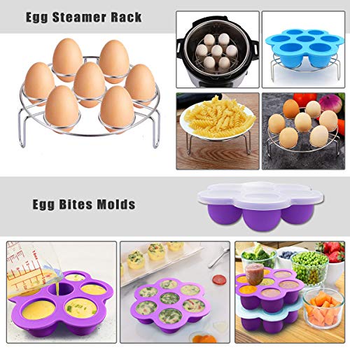 Instant Pot Accessories, Pressure Cooker Accessories Set for Instant Pot 5,6,8 Qt with Steamer Basket/Springform Pan/Egg Bites Mold/3 Magnetic Cheat Sheets/Egg Rack/Kitchen Tongs/Oven Mitts, 12pcs