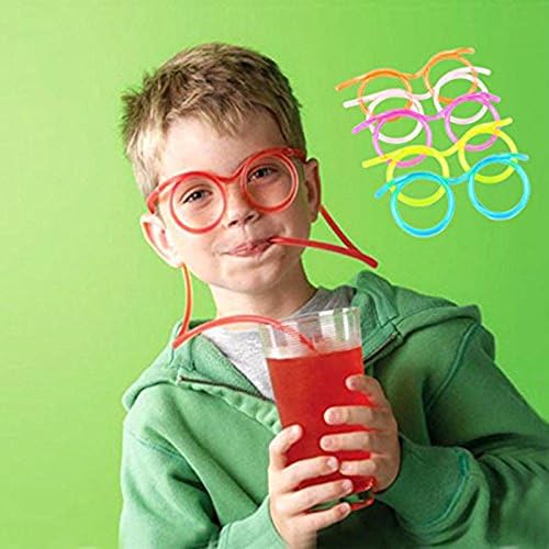 JCNCE Cartoon DIY Crazy Straw Straw Creative Fun Funny Glasses Toys To Give Children Gift(2 PCS)